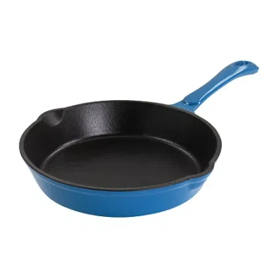 Megachef Pre-seasoned Enameled Cast Iron 8" Frying Pan In Blue