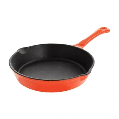 Megachef Pre-seasoned Enameled Cast Iron 8" Frying Pan In Orange