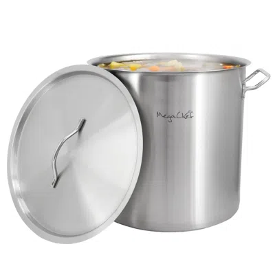 Megachef Professional Kitchen 38.5 Quart Round Stainless Steel Stock Pot With Lid In Purple