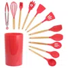 Megachef Red Silicone And Wood Cooking Utensils, Set Of 12 In Red