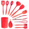 Megachef Set Of 12 Silicone Cooking Tools In Red