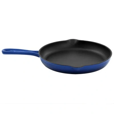 Megachef Round 10.25 Inch Enameled Cast Iron Skillet In Blue