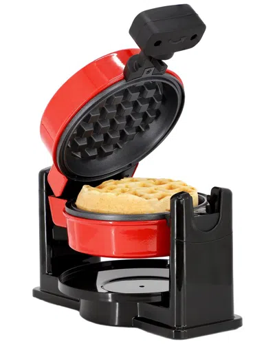 Megachef Round Electric Flip 5in Belgian Waffle Maker In Red