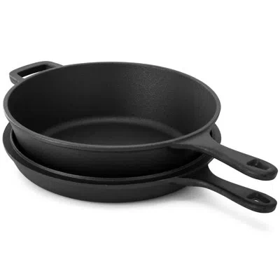 Megachef Seasoned Cast Iron Non-stick Skillet In Black
