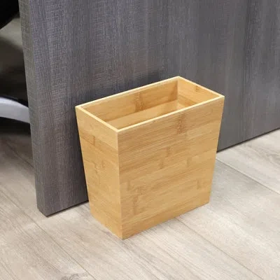 Megachef Tapered Rectangular 10.5 X 5.75 Wood Trash Bin In Bamboo In Natural Wood