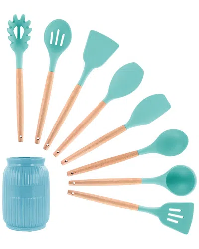 MEGACHEF MEGACHEF 9PC SILICONE & WOOD COOKING UTENSILS SET