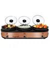 Megachef Triple 2.5 Quart Slow Cooker And Buffet Server In Copper