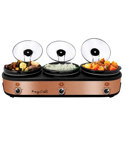 MEGACHEF TRIPLE 2.5 QUART SLOW COOKER AND BUFFET SERVER