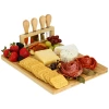 Megachef Wood Charcuterie And Cheese Board With Knife Stand Attachment And 4 Piece Knife Set In Brown
