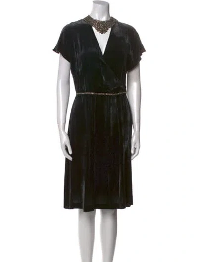 Pre-owned Megan Park Printed Knee-length Dress In Black