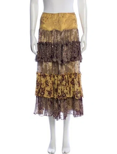 Pre-owned Megan Park Silk Midi Length Skirt In Multi