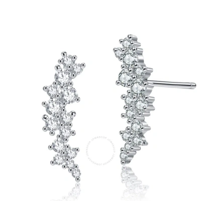 Megan Walford .925 Sterling Silver Clear Cubic Zirconia Cluster Stud Earrings In Metallic