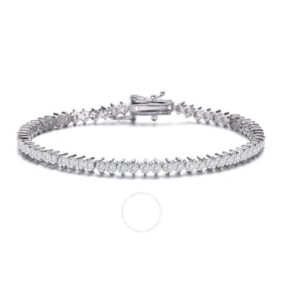 Megan Walford .925 Sterling Silver Clear Round Cubic Zirconia Tennis Bracelet In White
