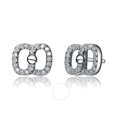 Megan Walford .925 Sterling Silver Cubic Zirconia Double Circle Stud Earrings In White