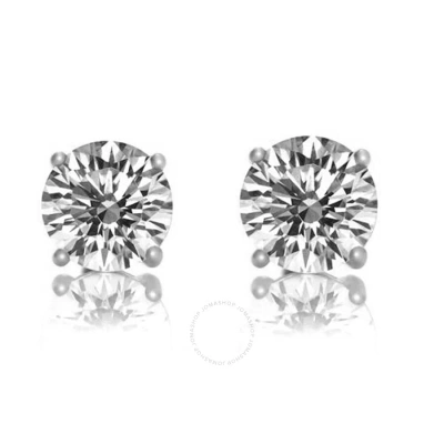 Megan Walford .925 Sterling Silver Cubic Zirconia Solitaire Stud Earrings In Silver-tone