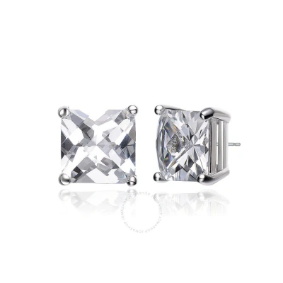 Megan Walford .925 Sterling Silver Cubic Zirconia Square Stud Earrings In White