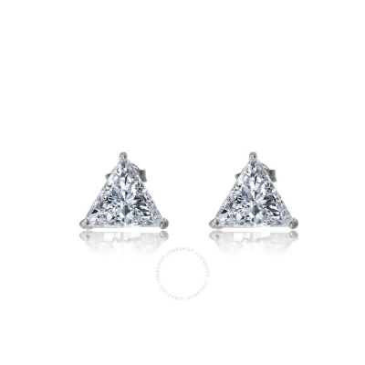 Megan Walford .925 Sterling Silver Cubic Zirconia Triangle Stud Earrings In White