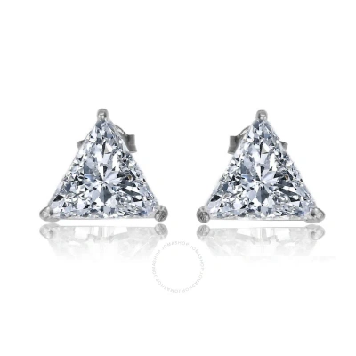 Megan Walford .925 Sterling Silver Cubic Zirconia Triangle Stud Earrings In Metallic