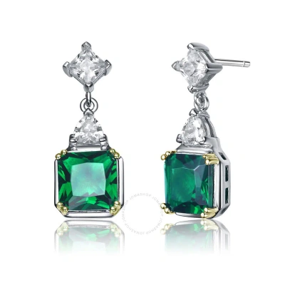 Megan Walford .925 Sterling Silver Emerald Cubic Zirconia Drop Earrings In Green