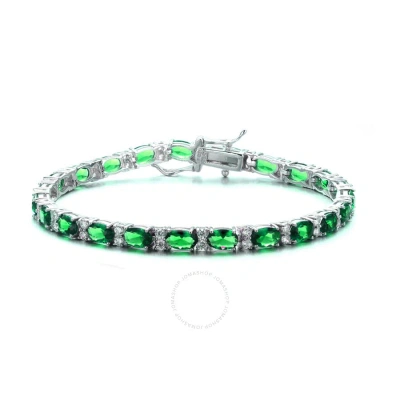 Megan Walford .925 Sterling Silver Emerald Cubic Zirconia Tennis Bracelet In Green
