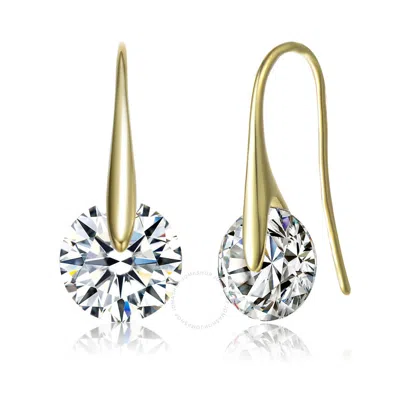 Megan Walford .925 Sterling Silver Gold Plated Cubic Zirconia Hook Earrings In Gold-tone
