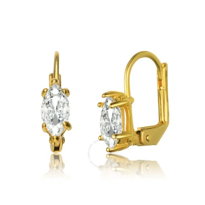 Megan Walford .925 Sterling Silver Gold Plated Cubic Zirconia Leverback Drop Earrings In Gold-tone