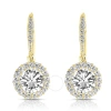 MEGAN WALFORD MEGAN WALFORD .925 STERLING SILVER GOLD PLATED CUBIC ZIRCONIA ROUND DANGLING EARRINGS
