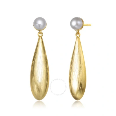 Megan Walford .925 Sterling Silver Gold Plated Freshwater Drop Pearl Modern Earrings