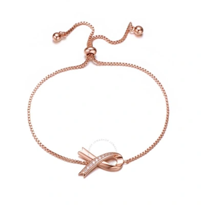 Megan Walford .925 Sterling Silver Rose Gold Plated Cubic Zirconia Loop Bracelet In Pink