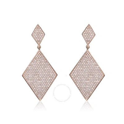 Megan Walford .925 Sterling Silver Rose Gold Plated Cubic Zirconia Pave Drop Earrings In Rose Gold-tone