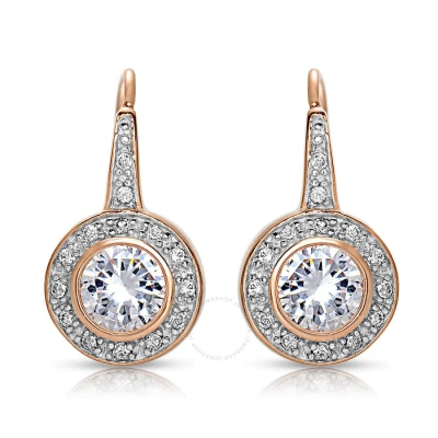 Megan Walford .925 Sterling Silver Rose Gold Plated Cubic Zirconia Round Drop Earrings In Rose Gold-tone