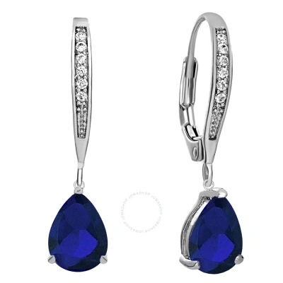 Megan Walford .925 Sterling Silver Sapphire Cubic Zirconia Dangling Earrings In Blue