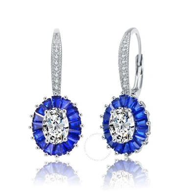 Megan Walford .925 Sterling Silver Sapphire Cubic Zirconia Leverback Earrings In Blue