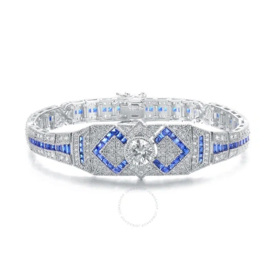 Megan Walford .925 Sterling Silver Sapphire Cubic Zirconia Link Bracelet In Blue