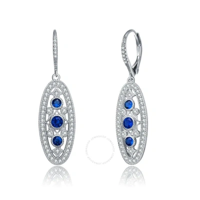 Megan Walford .925 Sterling Silver Sapphire Cubic Zirconia Oval Drop Earrings In Blue