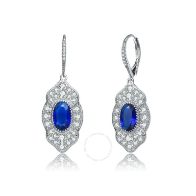 Megan Walford .925 Sterling Silver Sapphire Cubic Zirconia Pave Drop Earrings In Blue
