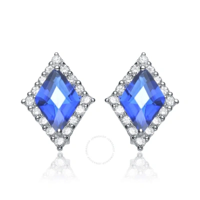 Megan Walford .925 Sterling Silver Sapphire Cubic Zirconia Stud Earrings In Blue