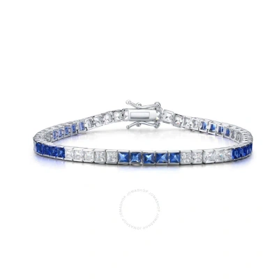 Megan Walford .925 Sterling Silver Sapphire Cubic Zirconia Tennis Bracelet In Blue