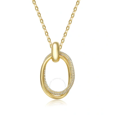 Megan Walford 14k Gold Plated With Diamond Cubic Zirconia Double Entwined Oval Eternity Circle Penda