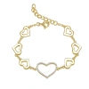 MEGAN WALFORD MEGAN WALFORD 14K GOLD PLATED WITH DIAMOND CUBIC ZIRCONIA HEART HALO CHARM KIDS/TEENS BRACELET IN ST