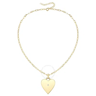 Megan Walford 14k Gold Plated With Diamond Cubic Zirconia Heart Pendant Necklace