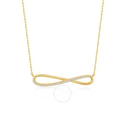 Megan Walford 14k Gold Plated With Diamond Cubic Zirconia Infinity Symbol Ribbon Pendant Necklace In In Gold-tone