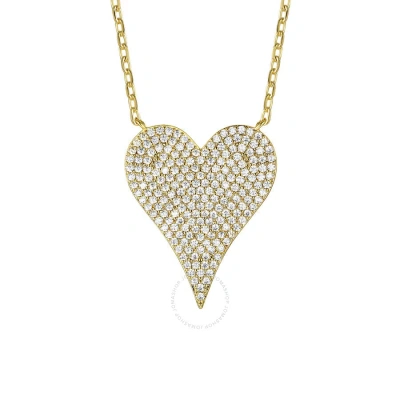 Megan Walford 14k Gold Plated With Pave Diamond Cubic Zirconia Heart Layering Necklace