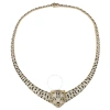 MEGAN WALFORD MEGAN WALFORD 14K YELLOW GOLD PLATED WITH BLACK ENAMEL LEOPARD HEAD CUBIC ZIRCONIA OMEGA NECKLACE
