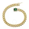 MEGAN WALFORD MEGAN WALFORD 14K YELLOW GOLD PLATED WITH EMERALD & DIAMOND CUBIC ZIRCONIA HALO CLUSTER CURB CHAIN B