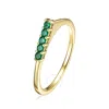MEGAN WALFORD MEGAN WALFORD 14K YELLOW GOLD PLATED WITH EMERALD CUBIC ZIRCONIA CHEVRON TOWER RING IN STERLING SILV