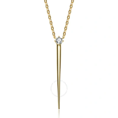 Megan Walford 14k Yellow Gold Plated With Emerald Cubic Zirconia Solitaire Spike Pendant Layering Y- In Gold-tone