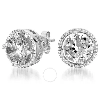 Megan Walford .925 Sterling Silver Cubic Zirconia Button Stud Earrings In White