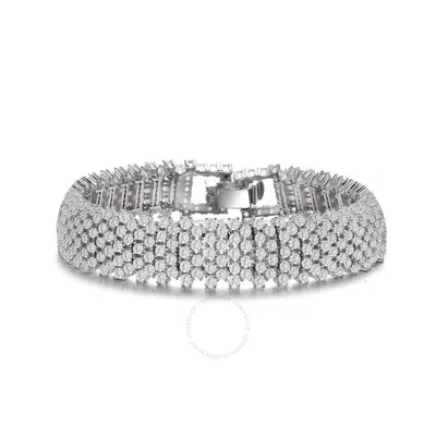 Megan Walford .925 Sterling Silver Cubic Zirconia Linear Pave Bracelet In White