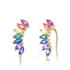 MEGAN WALFORD MEGAN WALFORD .925 STERLING SILVER GOLD PLATED MULTI COLORED CUBIC ZIRCONIA FLORAL EARRINGS